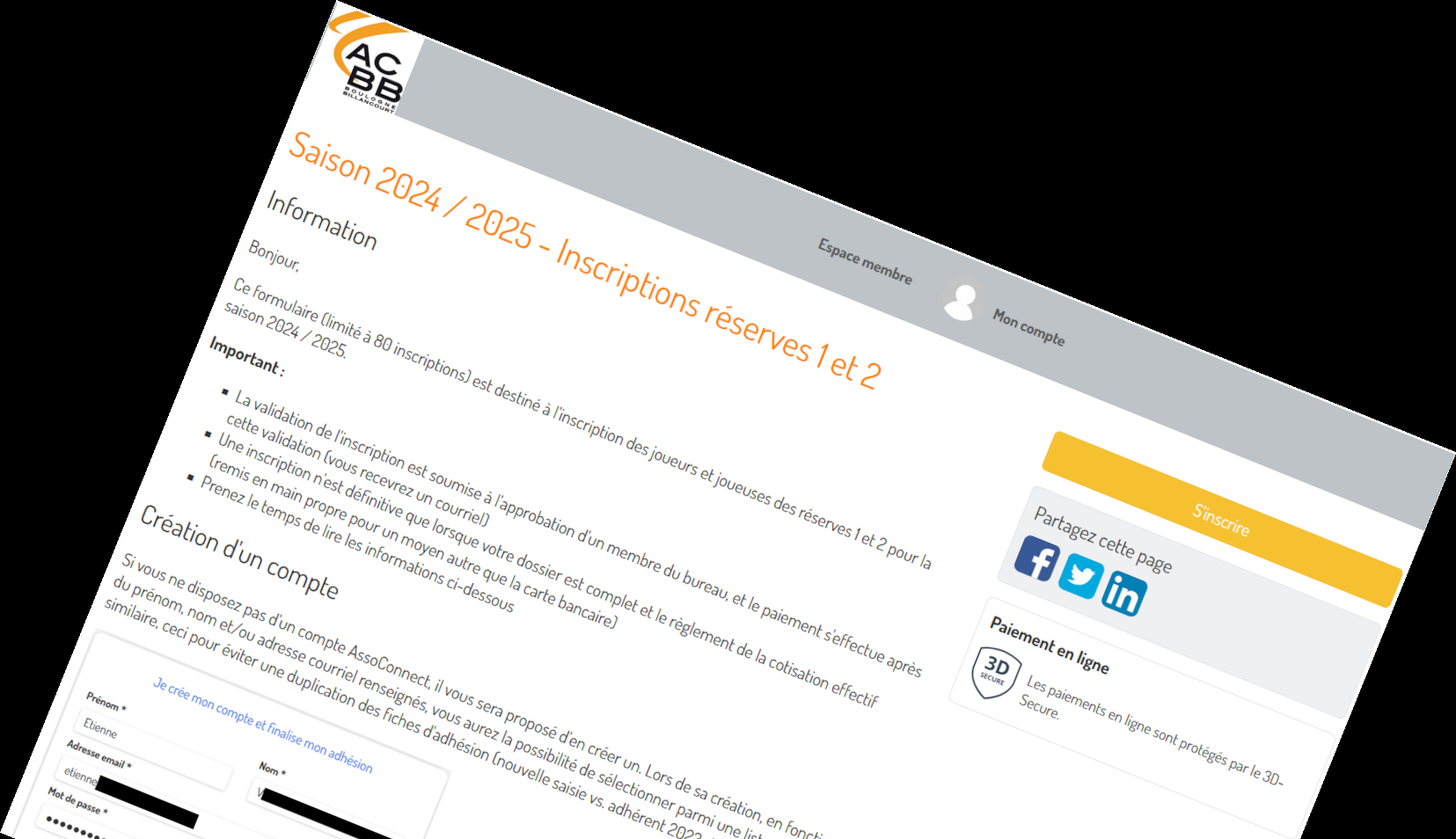 Inscriptions AssoConnect